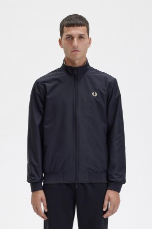 Black Fred Perry Brentham Men's Coats | SGXMI98259