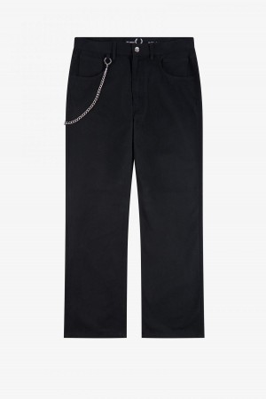 Black Fred Perry Brushed Denim Trousers Men's Trousers | DSGVO63232