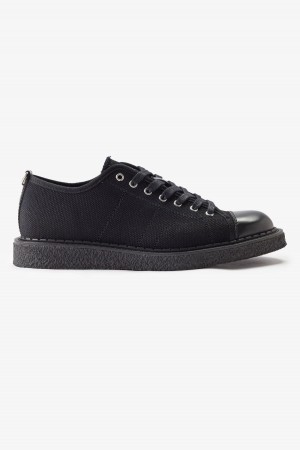 Black Fred Perry Canvas Monkey Men's Shoes | SGEAH43334