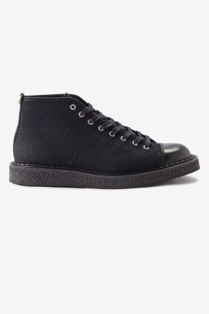 Black Fred Perry Canvas Monkey Men's Shoes | DSGKV12164