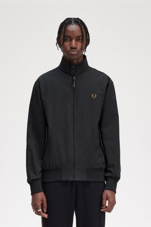 Black Fred Perry Harrington Men's Coats | YSGVQ20853