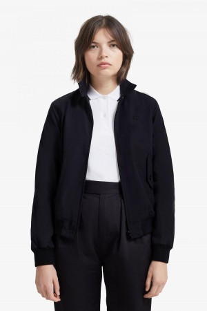 Black Fred Perry Harrington Women's Coats | GSGEC82638