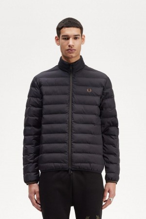 Black Fred Perry Insulated Men's Coats | ZSGNQ16791