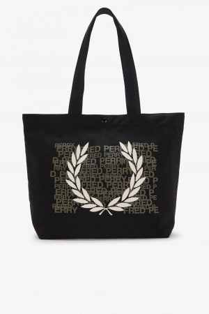 Black Fred Perry Laurel Wreath Tote Accessories Bag | DSGKV29147