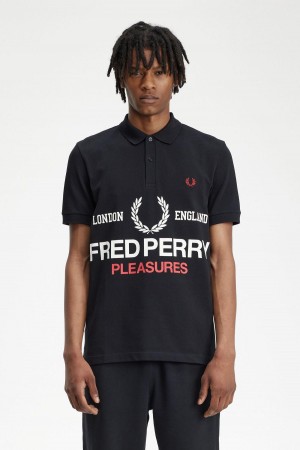 Black Fred Perry Logo Fred Perry Shirt Men's Polo Shirts | SGICD82906