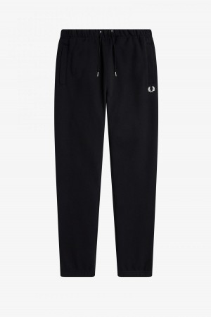 Black Fred Perry Loopback Sweatpant Men's Tracksuits | USGTG10861