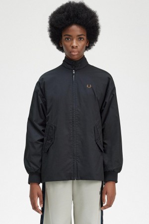 Black Fred Perry Padded Zip-Through Women's Coats | SGJVR58636