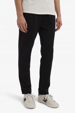 Black Fred Perry Reverse Tricot Track Pants Men's Trousers | USGND58088