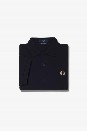 Black / Champagne Fred Perry M3 Men's Fred Perry Shirt | QSGWA18734