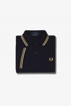 Black / Champagne / Champagne Fred Perry M12 Men's Fred Perry Shirt | MSGFT20678