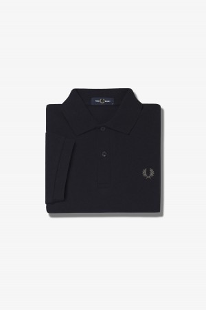 Black / Chrome Fred Perry M6000 Men's Fred Perry Shirt | YSGVQ89736