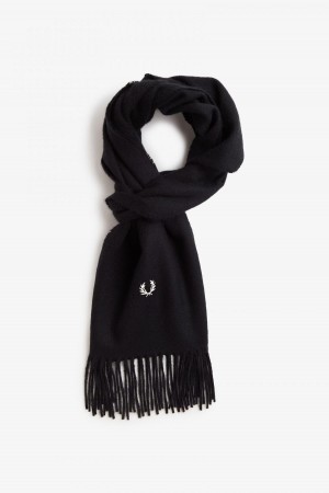 Black / Dark Caramel Fred Perry Lambswool Accessories Scarf | GSGEC60007