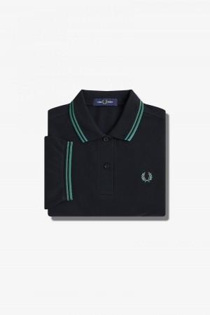 Black / Deep Mint / Deep Mint Fred Perry G3600 Women's Fred Perry Shirt | SGIIZ22641