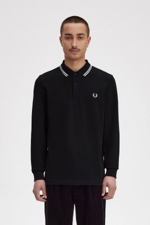 Black / Ecru / Limestone Fred Perry M3636 Men's Polo Shirts | ESGHC84396