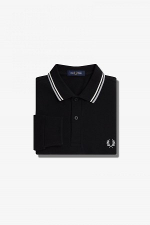 Black / Ecru / Limestone Fred Perry M3636 Men's Fred Perry Shirt | FSGUI44370