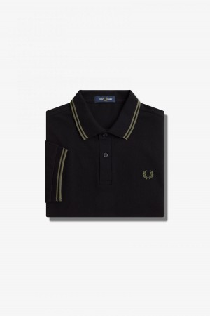 Black / Field Green / Field Green Fred Perry M3600 Men's Fred Perry Shirt | ASGDF30263