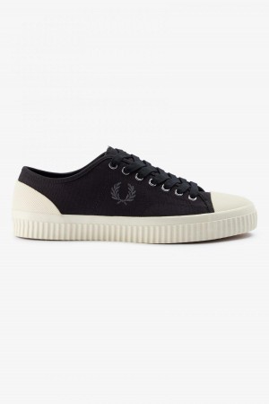 Black / Gunmetal Fred Perry Low Hughes Men's Shoes | TSGWZ16162