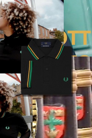 Black / Nottingham Gold / Forest Green Fred Perry M12 Men's Fred Perry Shirt | SGQCS66585