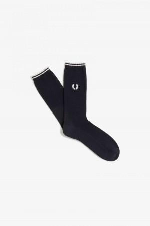 Black / Porcelain Fred Perry Tipped Accessories Socks | SGEGJ56817