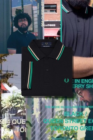 Black / Queen Street / Toronto Green Fred Perry M12 Men's Polo Shirts | USGND97067