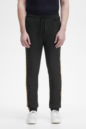 Black / Shaded Stone Fred Perry Taped Track Pants Men's Trousers | ASGDF13190