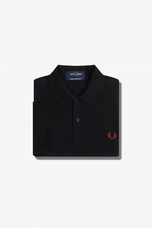 Black / Whisky Brown Fred Perry M3 Men's Fred Perry Shirt | SGNZX14999