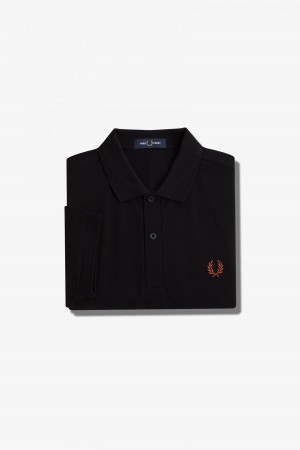 Black / Whisky Brown Fred Perry M6000 Men's Fred Perry Shirt | QSGWA96637