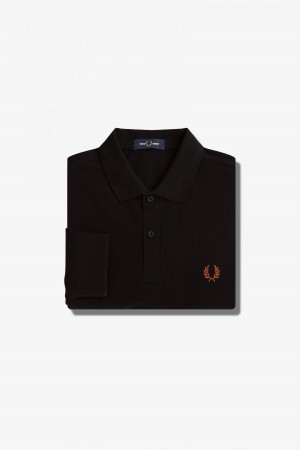 Black / Whisky Brown Fred Perry M6006 Men's Fred Perry Shirt | SGCVG34869