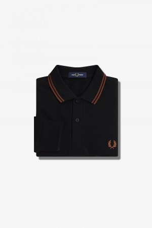 Black / Whisky Brown / Whisky Brown Fred Perry M3636 Men's Fred Perry Shirt | ASGDF13334