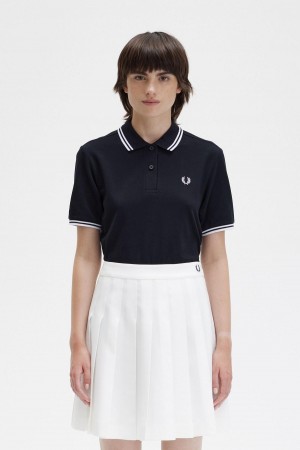 Black / White / White Fred Perry G3600 Women's Fred Perry Shirt | BSGSO68434