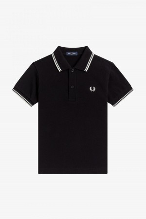 Black / White / White Fred Perry Kids Twin Tipped Accessories Kids | FSGHY62365