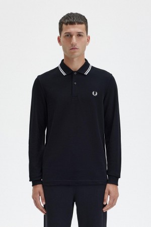 Black / White / White Fred Perry M3636 Men's Polo Shirts | XSGGW84182