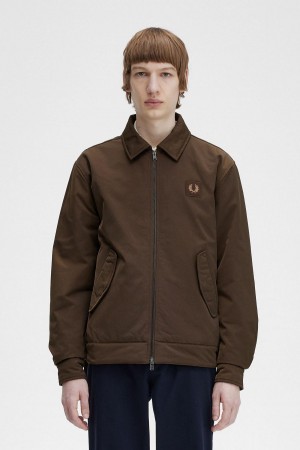 Burnt Tobacco Fred Perry Quilted Zip Through Men's Coats | ESGHC27480