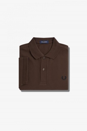 Burnt Tobacco / Black Fred Perry M6000 Men's Fred Perry Shirt | SGNEJ42816