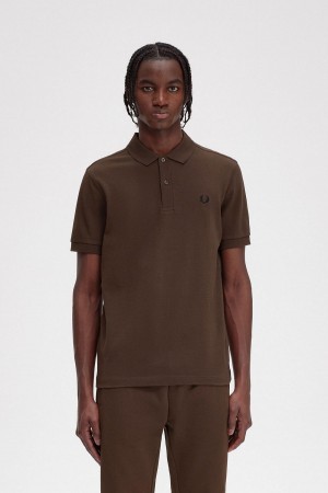 Burnt Tobacco / Black Fred Perry M6000 Men's Polo Shirts | SSGVO76136