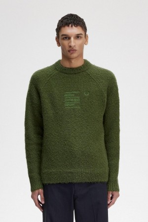 Chive Fred Perry Textured Knitted Jumper Men's Knitwear | XSGGW93414