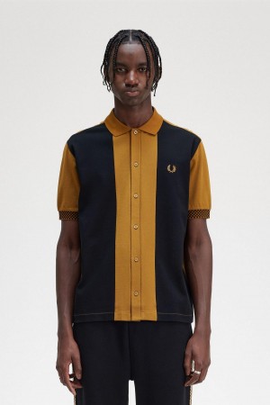 Dark Caramel Fred Perry Button Through Polo Shirt Men's Polo Shirts | BSGSO26809