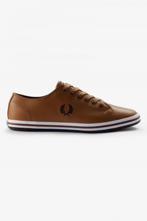 Dark Caramel / Black Fred Perry Kingston Men's Shoes | ZSGNQ21624