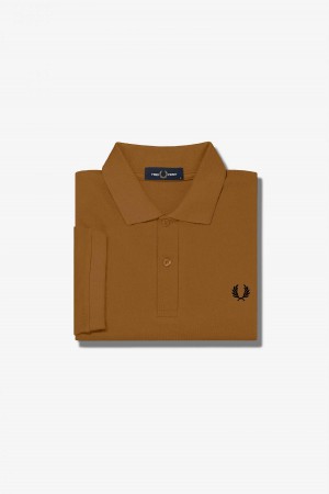 Dark Caramel / Black Fred Perry M6000 Men's Fred Perry Shirt | SGIIZ99429