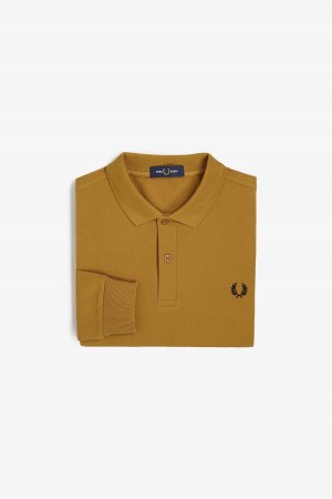 Dark Caramel / Black Fred Perry M6006 Men's Fred Perry Shirt | SGJVR65699