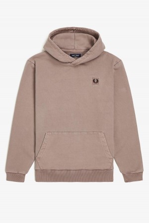 Dark Pink Fred Perry Heavyweight Hooded Men's Sweatshirts | SGQCS15094