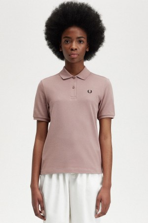 Dark Pink / Black Fred Perry G6000 Women's Polo Shirts | SGZPD43261