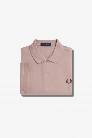 Dark Pink / Burnt Tobacco Fred Perry M6000 Men's Fred Perry Shirt | SSGVO98810