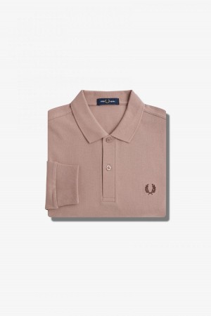 Dark Pink / Burnt Tobacco Fred Perry M6006 Men's Fred Perry Shirt | YSGGT62672