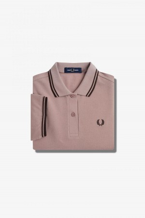 Dark Pink / Burnt Tobacco / Burnt Tobacco Fred Perry G3600 Women's Fred Perry Shirt | TSGWZ95729