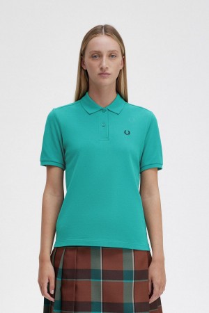 Deep Mint / Black Fred Perry G6000 Women's Polo Shirts | GSGUC36291