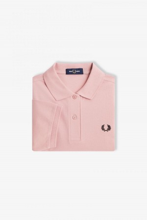 Dusty Rose Pink / Black Fred Perry G6000 Women's Fred Perry Shirt | ZSGNQ31982