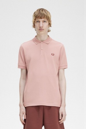 Dusty Rose Pink / Oxblood Fred Perry M6000 Men's Polo Shirts | SGZDE98740