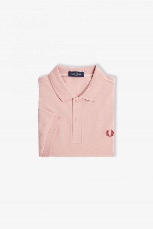 Dusty Rose Pink / Oxblood Fred Perry M6000 Men's Fred Perry Shirt | SGNZX56683