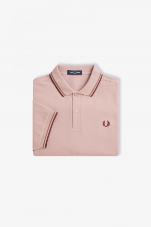 Dusty Rose Pink / Shaded Stone / Oxblood Fred Perry M3600 Men's Fred Perry Shirt | SGJBT62836